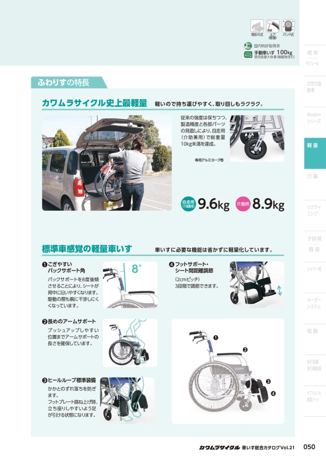 最軽量車いすふわりすKF16　安心のSG規格